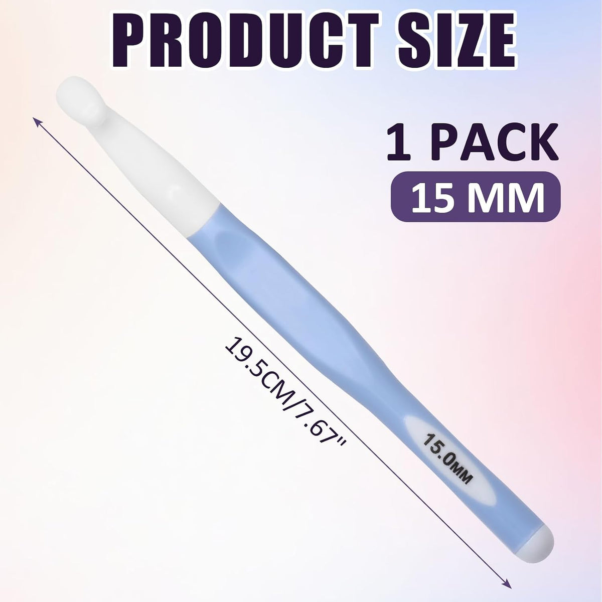 Seimneire 1 Pack 15mm Ergonomic Crochet Hooks