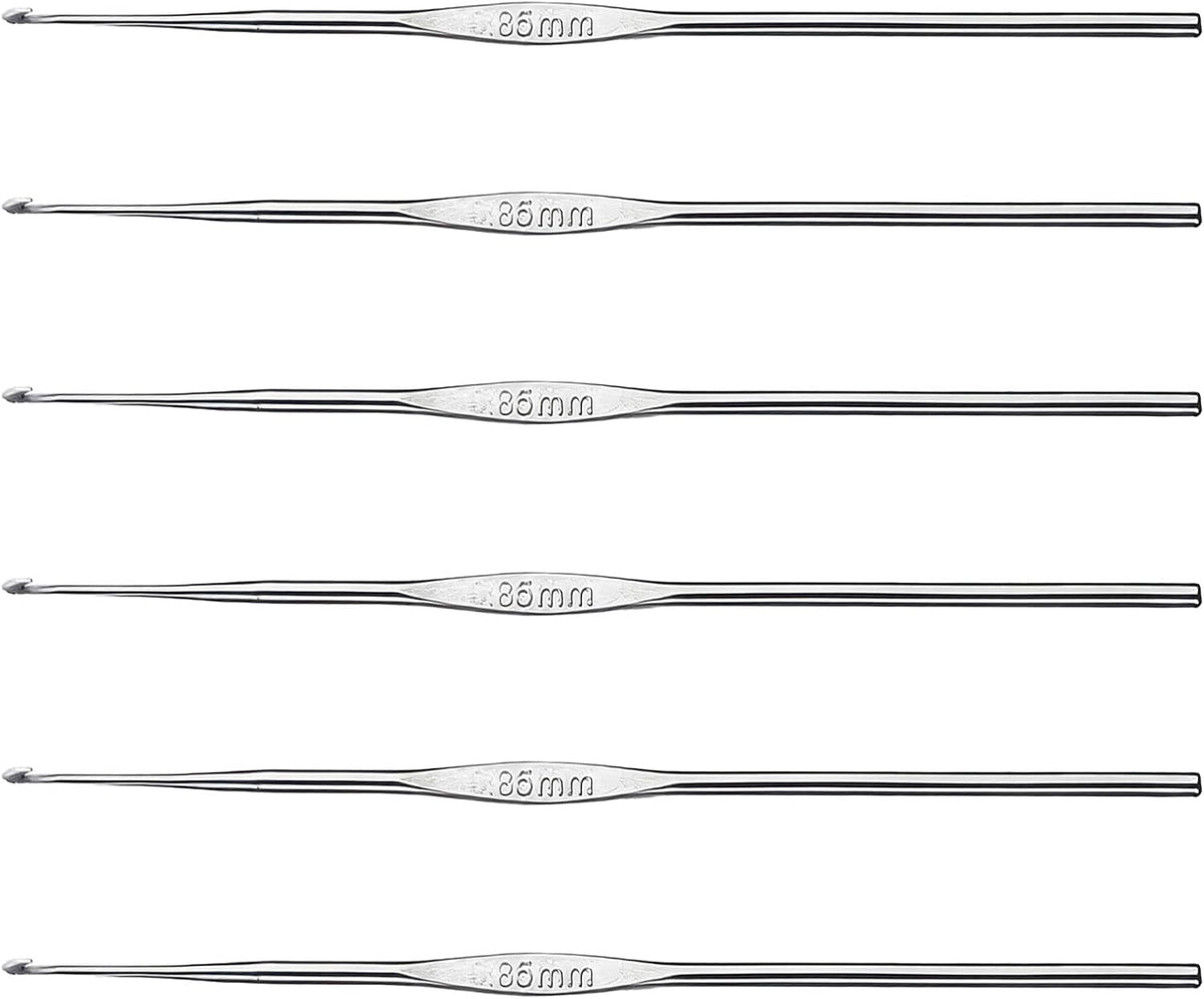 Skweawert 6Pcs 0.85mm Stainless Steel Crochet Hook