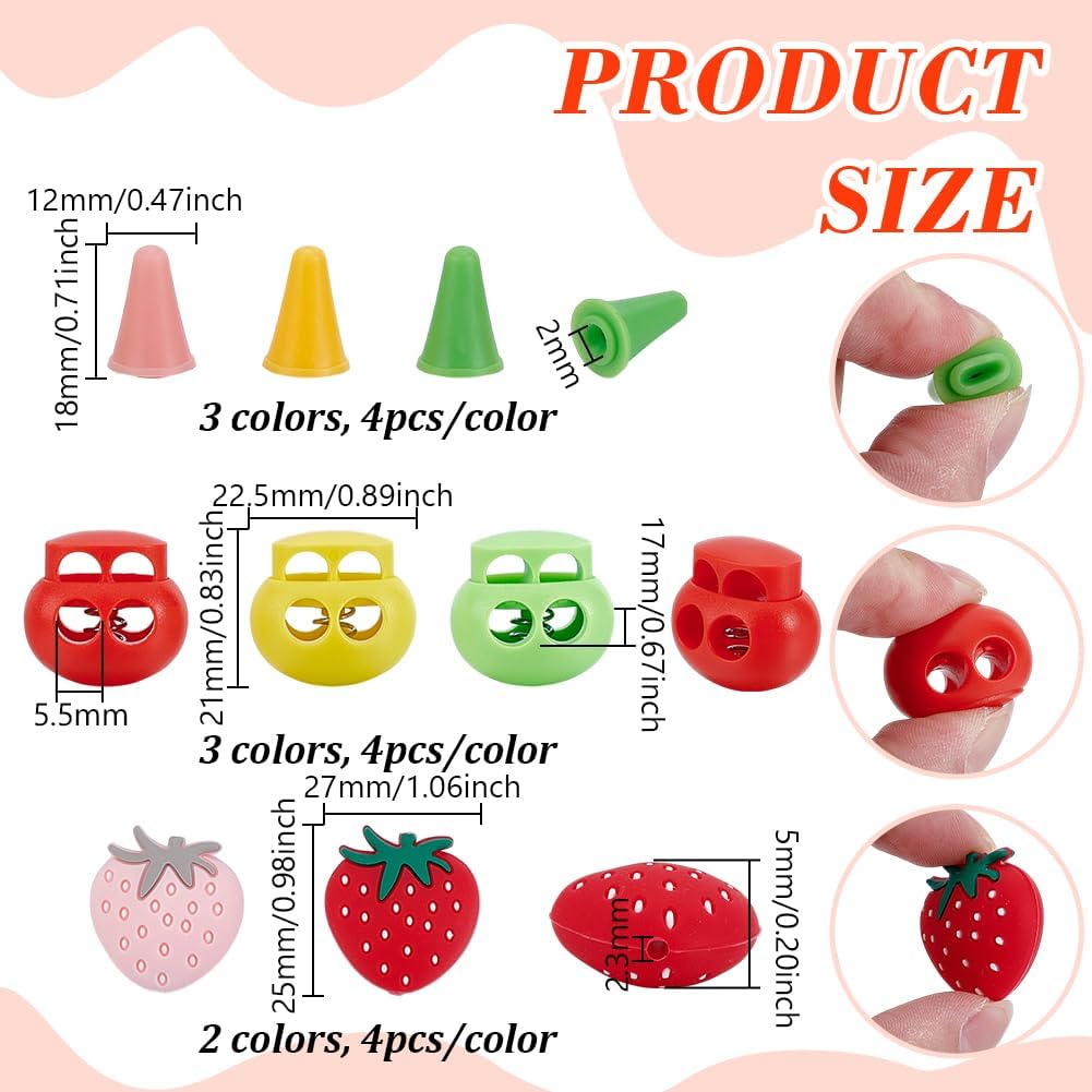 AHANDMAKER 32Pcs Knitting Needle Stoppers Cartoon Strawberry Needle