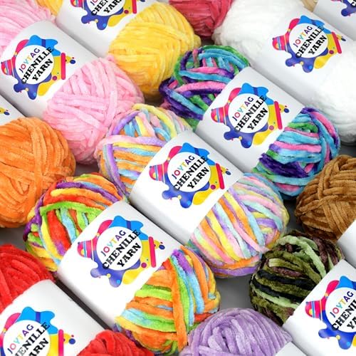 Velvet Chenille Yarn for Crocheting & Knitting - Soft, Thick, Bulky