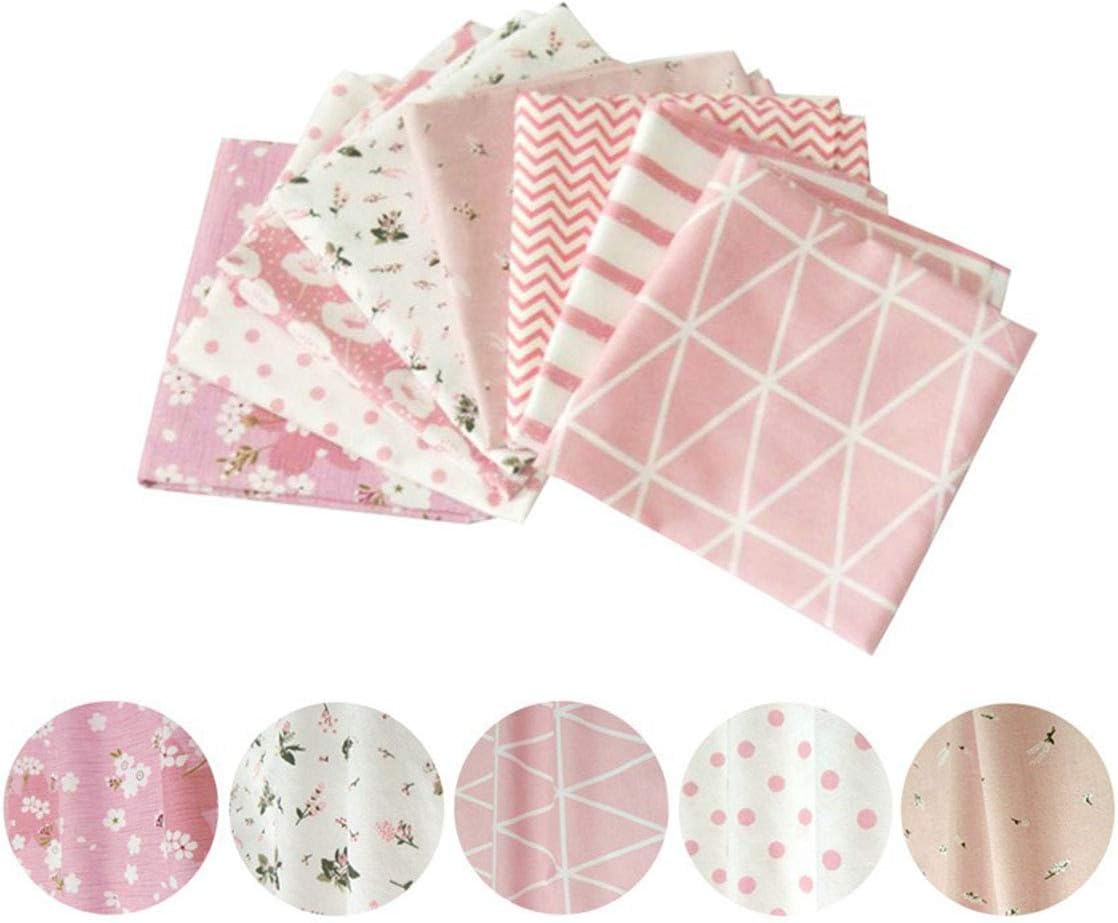 Quilting Fabric 8pcs 20" x 20" (50cm x 50cm) Pink Fat Quarter Natural
