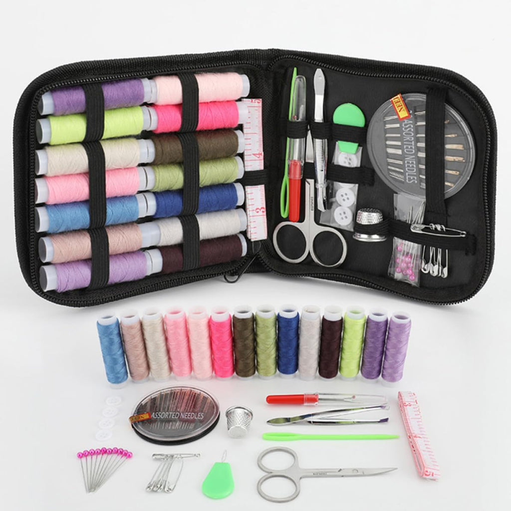 Portable Sewing Repair Kit for Home Sewers and Beginners, Black Fabric
