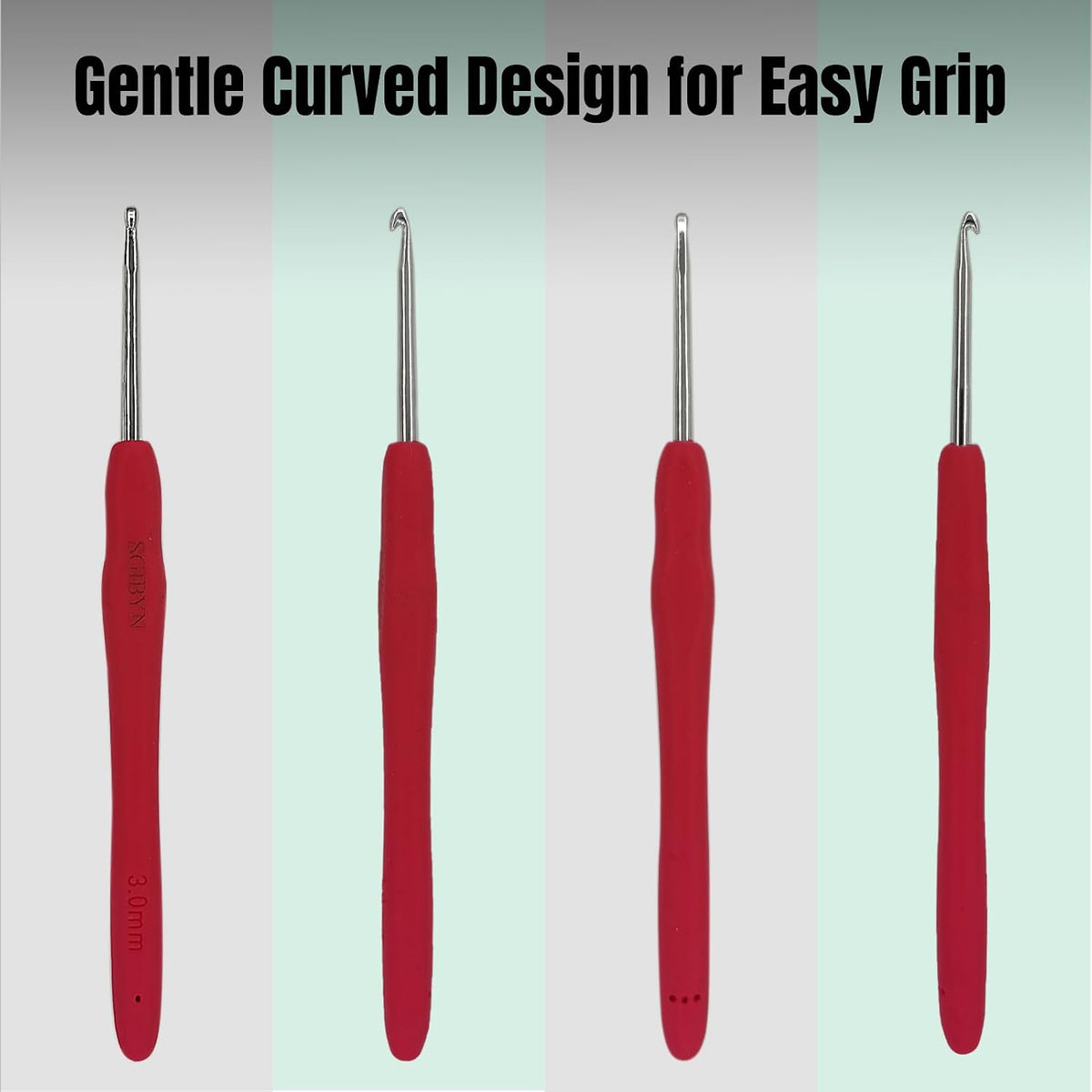 SGIBYN 3mm Silicone Grip Crochet Hook: Red, Single Pack, Ergonomic