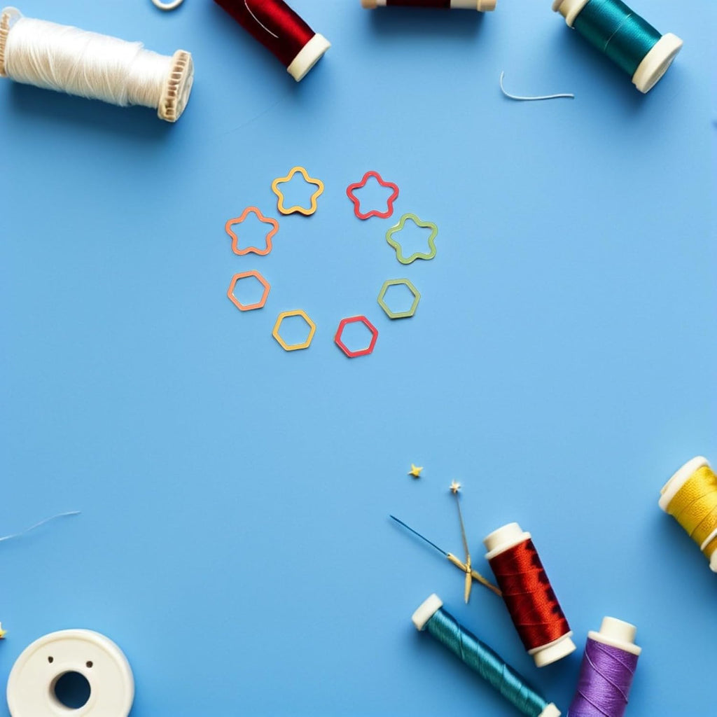 KICHOUSE Colorful Enamel Stitch Markers with Locking Clips and Star