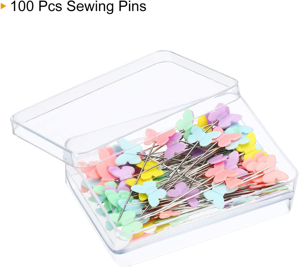 PATIKIL 2 Inch Sewing Pins, 100 Pack Light Colored Butterfly Head