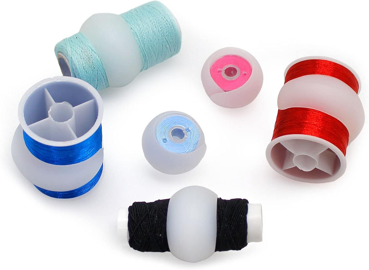 Fbshicung 60pcs Semi Clear Silicone Thread Spool Savers, Includes 20