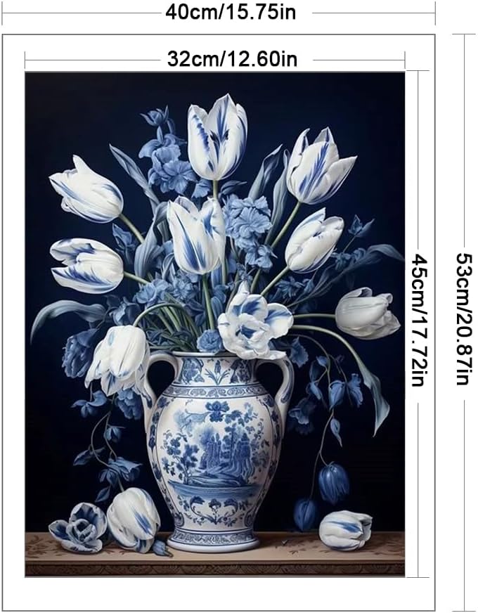 Vase Stamped Cross Stitch Kit for Adults - 11CT Printed Embroidery