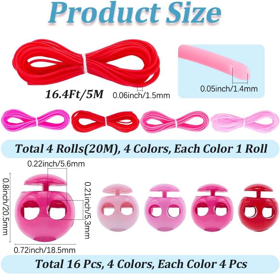 CRASPIRE 16Pcs 4 Colors Knitting Stitches Holder Cord Lock Kit Plastic