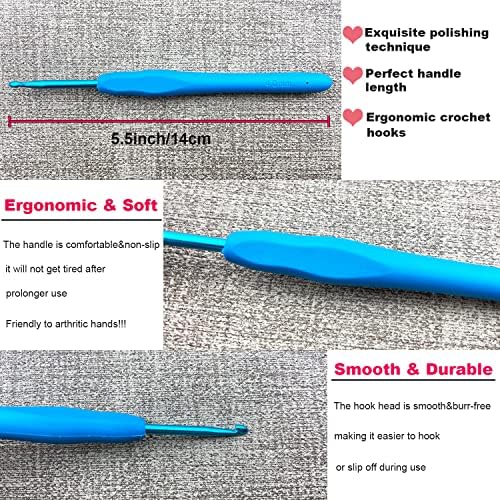 Hobekoee Size I/5.5mm Crochet Hook Ergonomic Handle for Arthritic