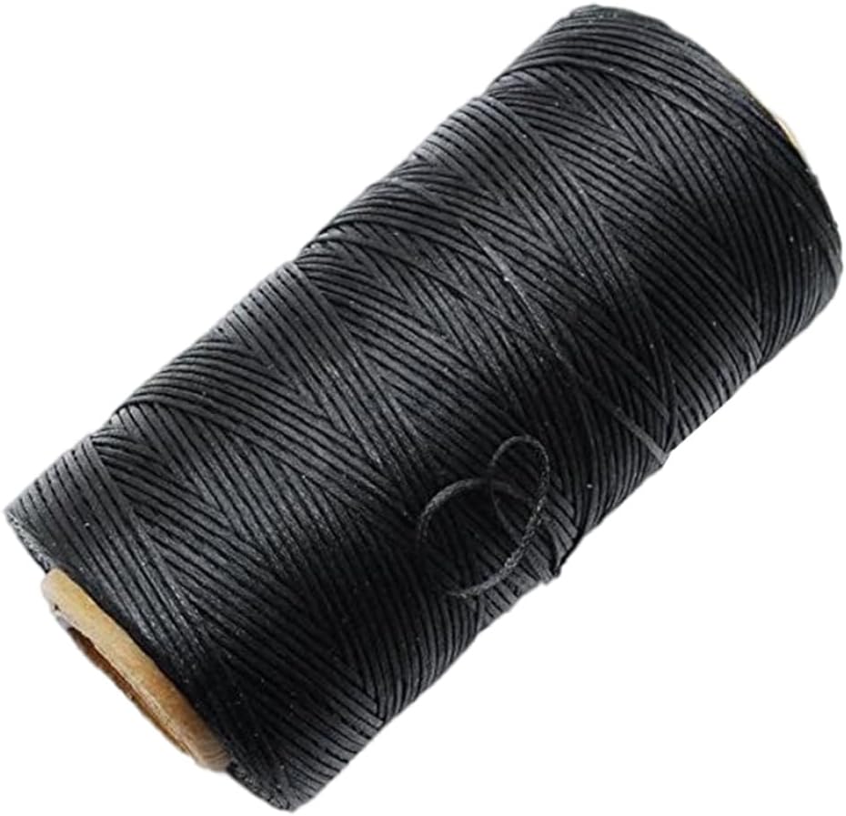 Leather Sewing Waxed Thread, 284 Yards 150D 1mm Black Stitching Cord