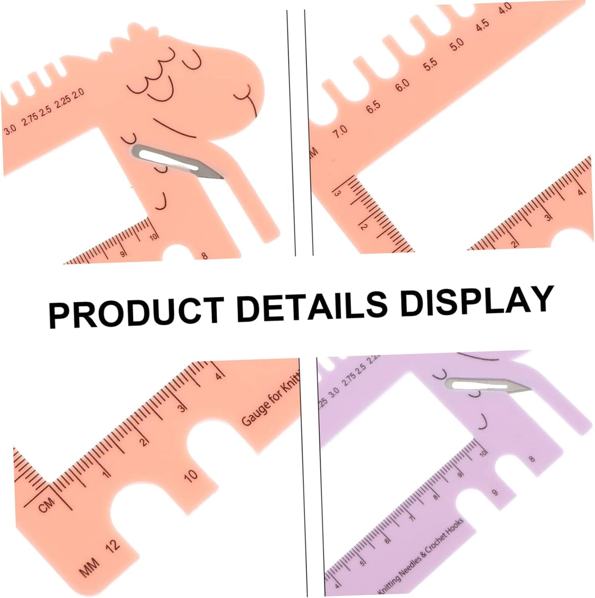 Sheep Head Knitting Needle Gauge Tool, Plastic 2 Piece Purple