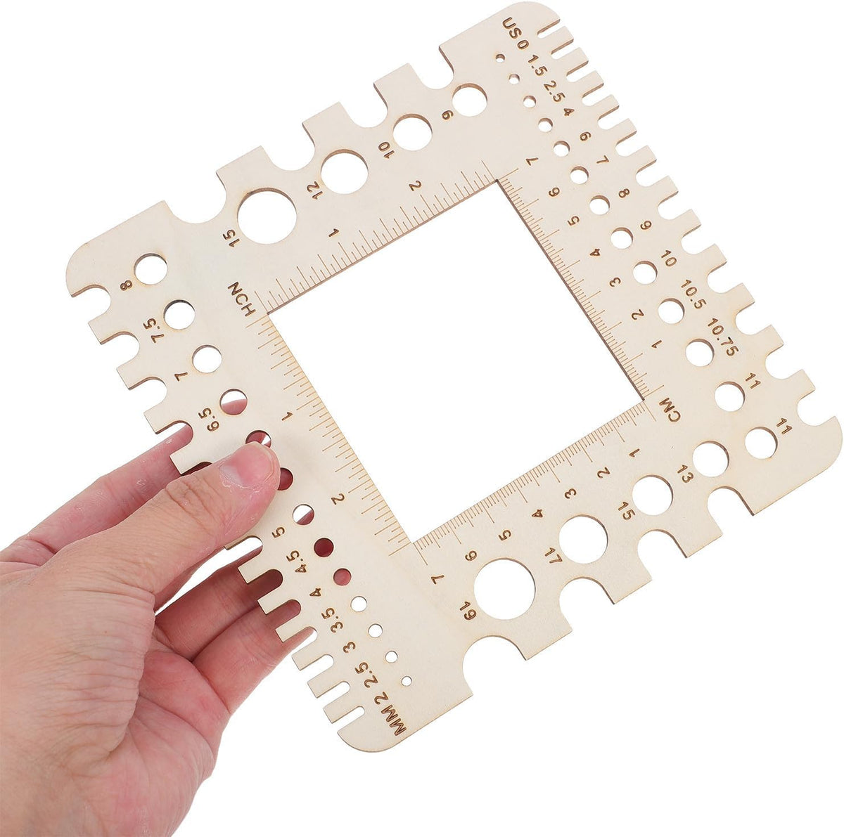 2pcs Wooden Knitting Needle Gauge Ruler with Metric Imperial Markings