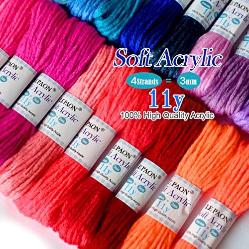 LE PAON 40 Colors Acrylic Yarn Skeins | Total of 440 Yards Craft Yarn