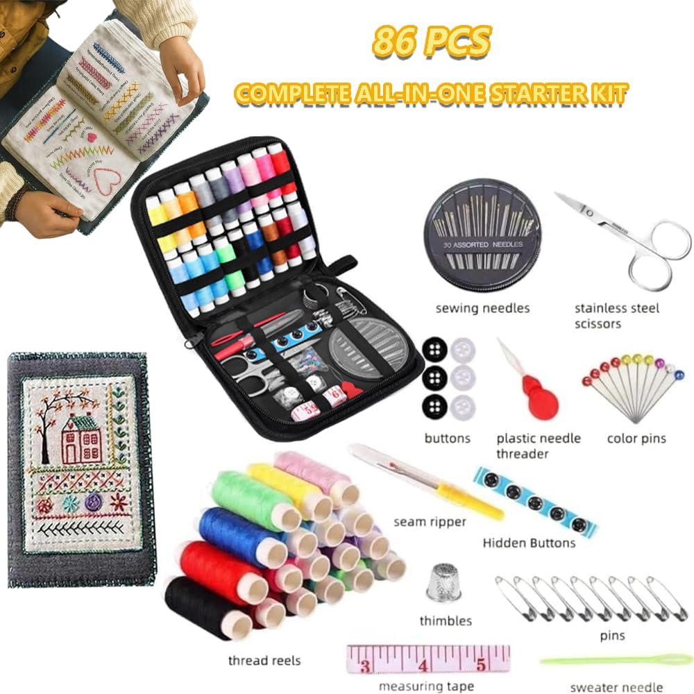 OYSMY Embroidery Stitch Book Kit,2026 New Embroidery Kit with 86 PCS