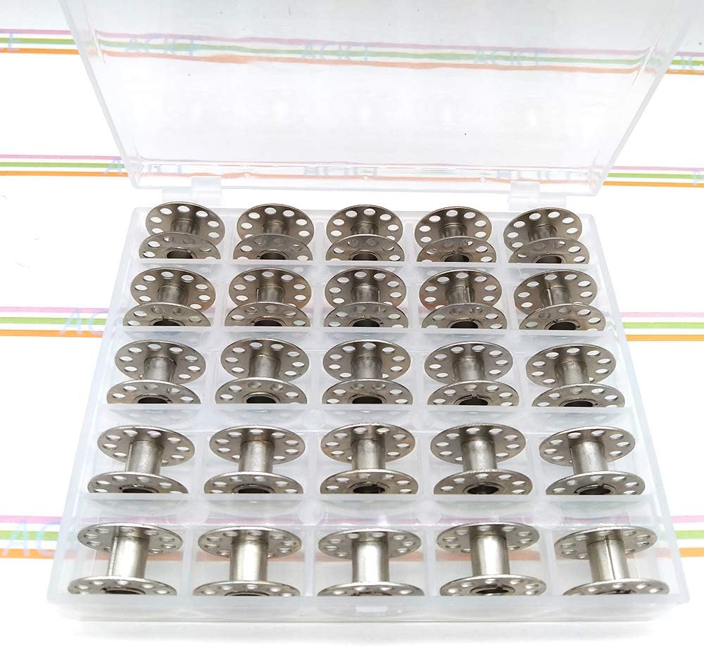 ACICE Sewing Machine Bobbins Class 15 (Steel) 25PCS in Bobbin Box