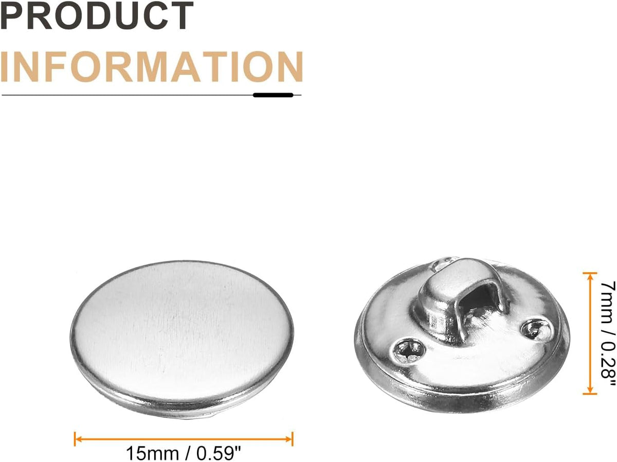 HARFINGTON Metal Antiqued Button 15mm 10pcs, Silver