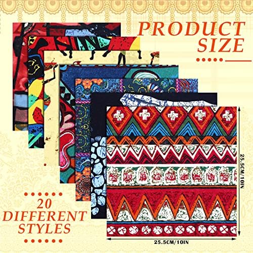 Mixweer 40 Pcs 10 x 10 Inch African Cotton Fabric Square Bulk for