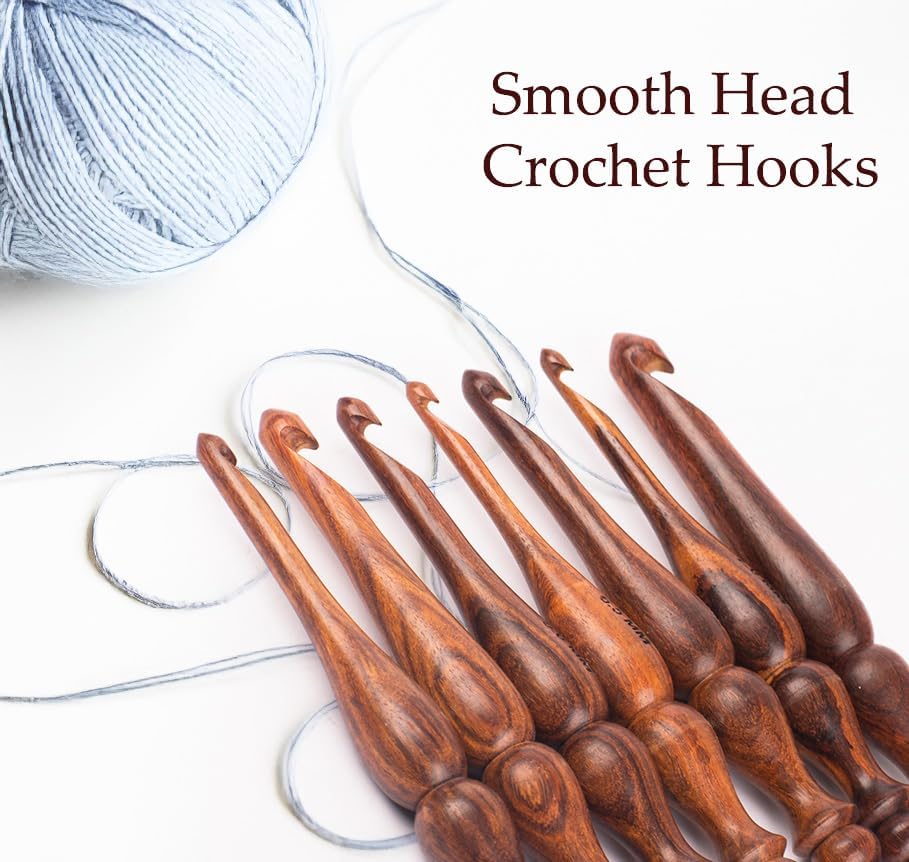 Wooden Large Crochet Hooks Set of 7 (6.5mm to 15mm) – Ergonomic Hooks