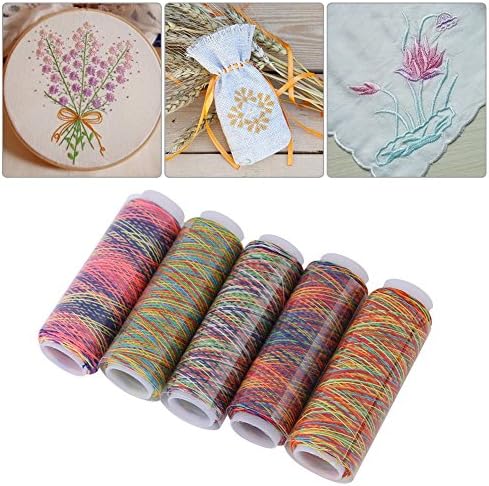 5pcs Multicolor Gradient Sewing Quilting Embroidery Thread Spools