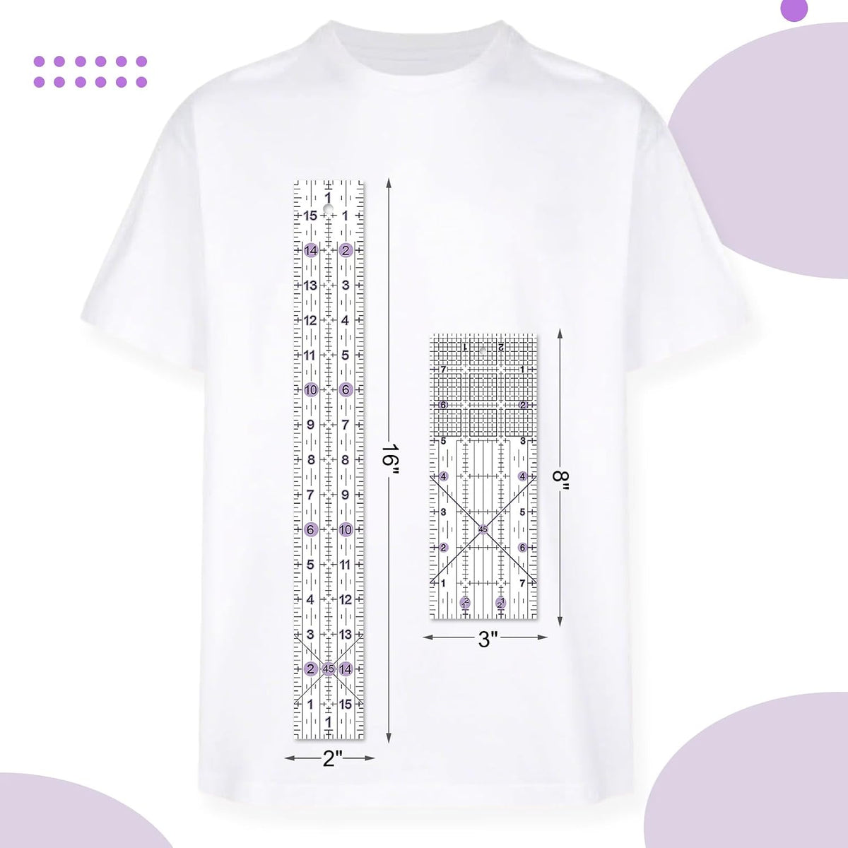 Quilting Ruler, 8 Piece Acrylic Quilting Templates, Sewing Ruler