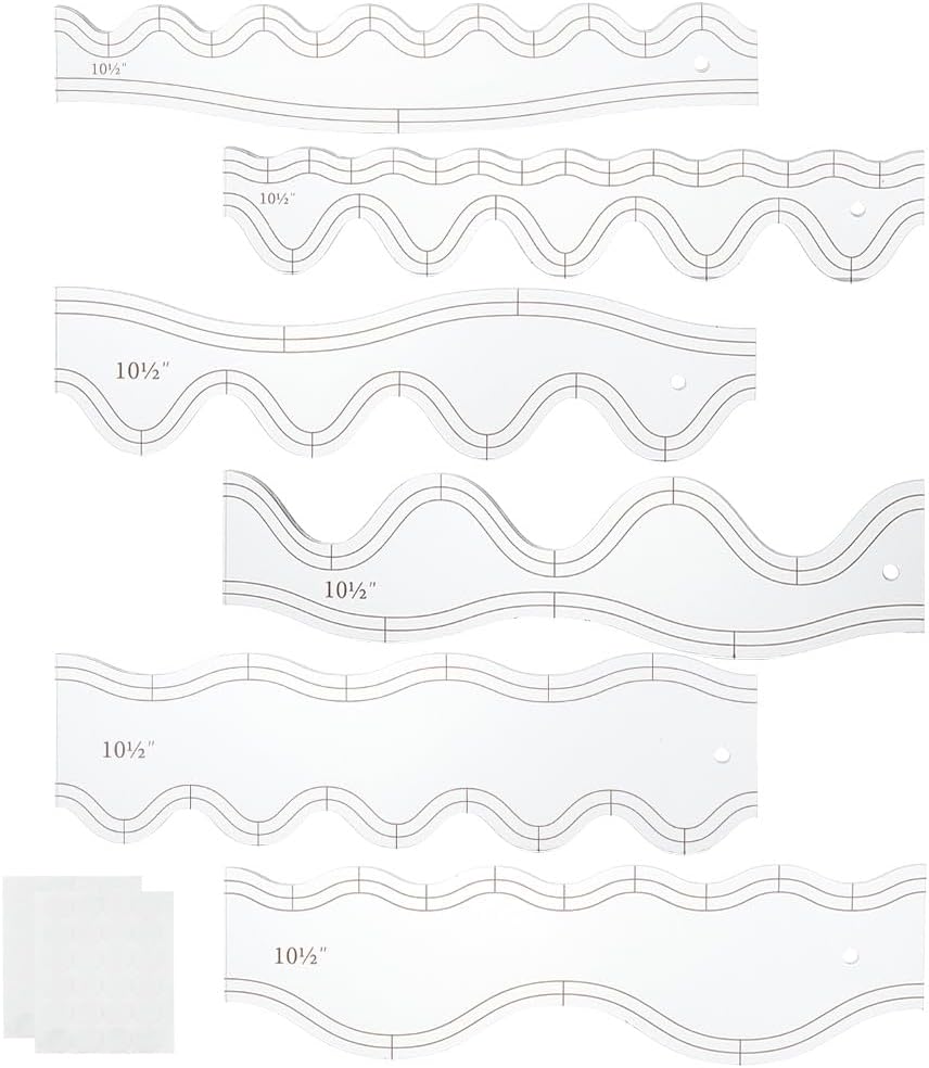 ORIGACH 6 PCS Free Motion Quilting Templates, 10.5 Inch