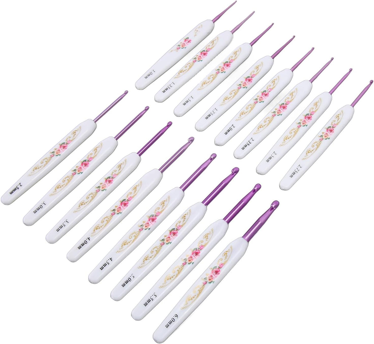 16pcs Ergonomic Crochet Hooks Set, Aluminum Needles with Comfort Grip