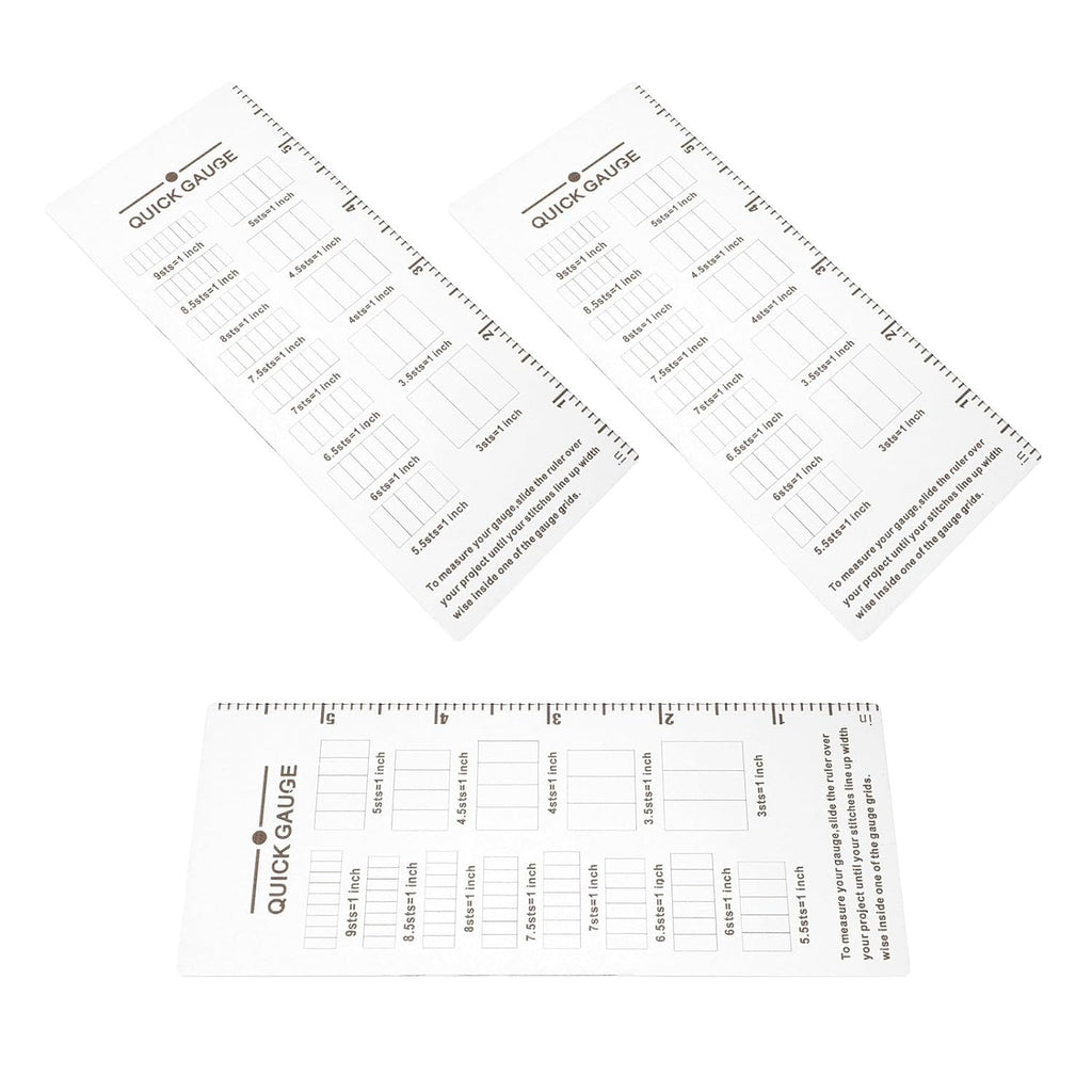 3pcs Knitting Gauge Ruler Crochet Measure Tool Quick Inch Scale