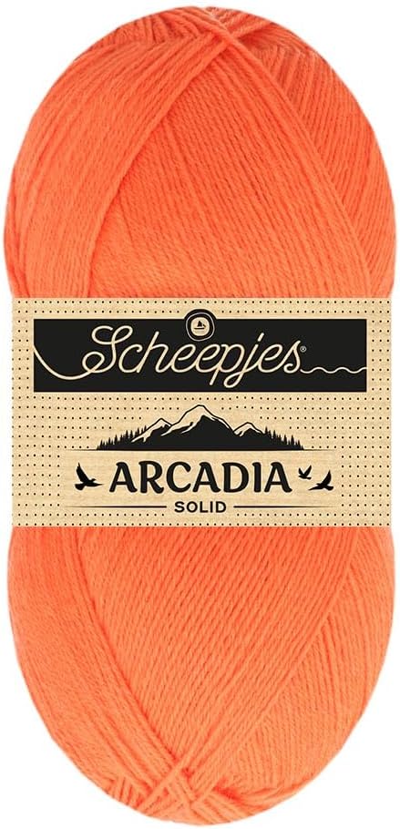 Scheepjes Arcadia Sock Yarn, 100g, 810 Sunset Orange, Wool/Polyamide