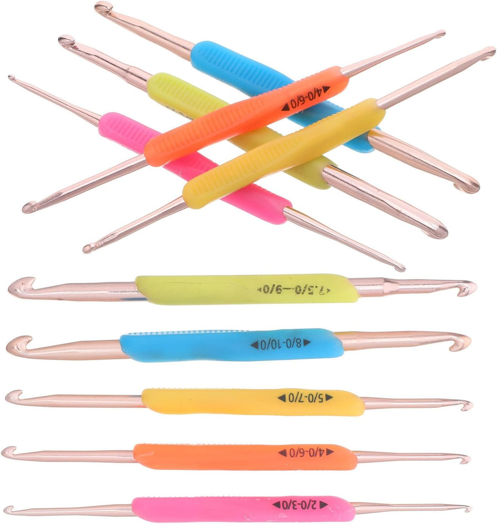 10pcs Double Ended Crochet Hooks Set, Soft Grip Yarn Tools