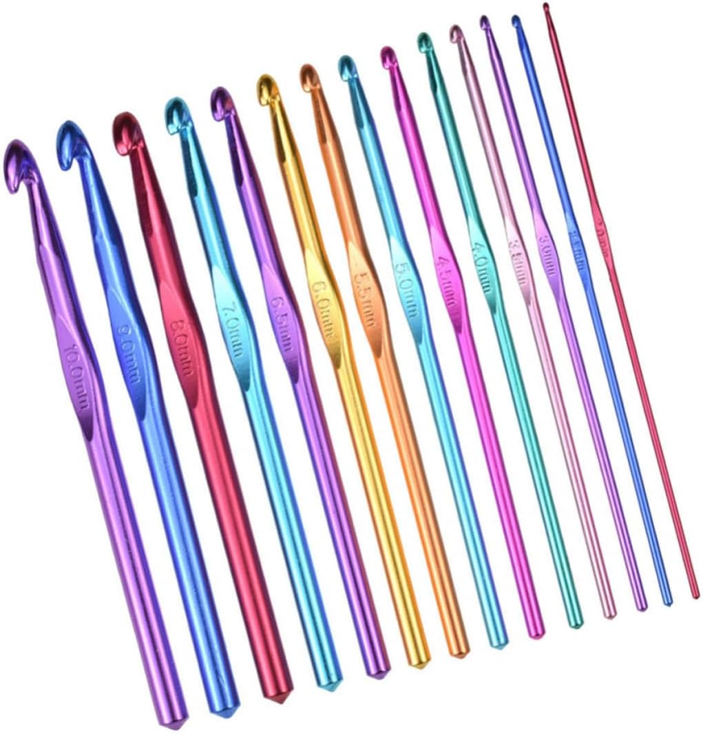 Colorful Aluminum Crochet Hooks Set, Ergonomic Multiple Sizes