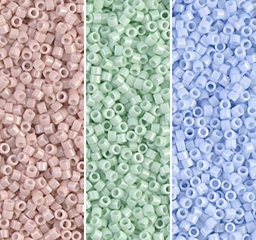 Miyuki Delica Seed Beads Bundle, 21GM, Size 11/0, Opaque Pink