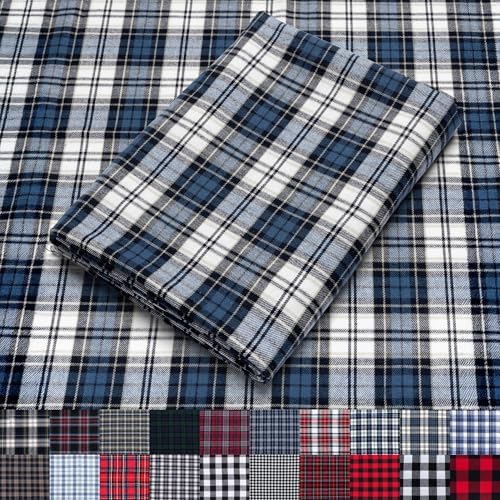 Pico Textiles 1 Yard Bolt Blue & White Tartan Plaid Flannel Fabric