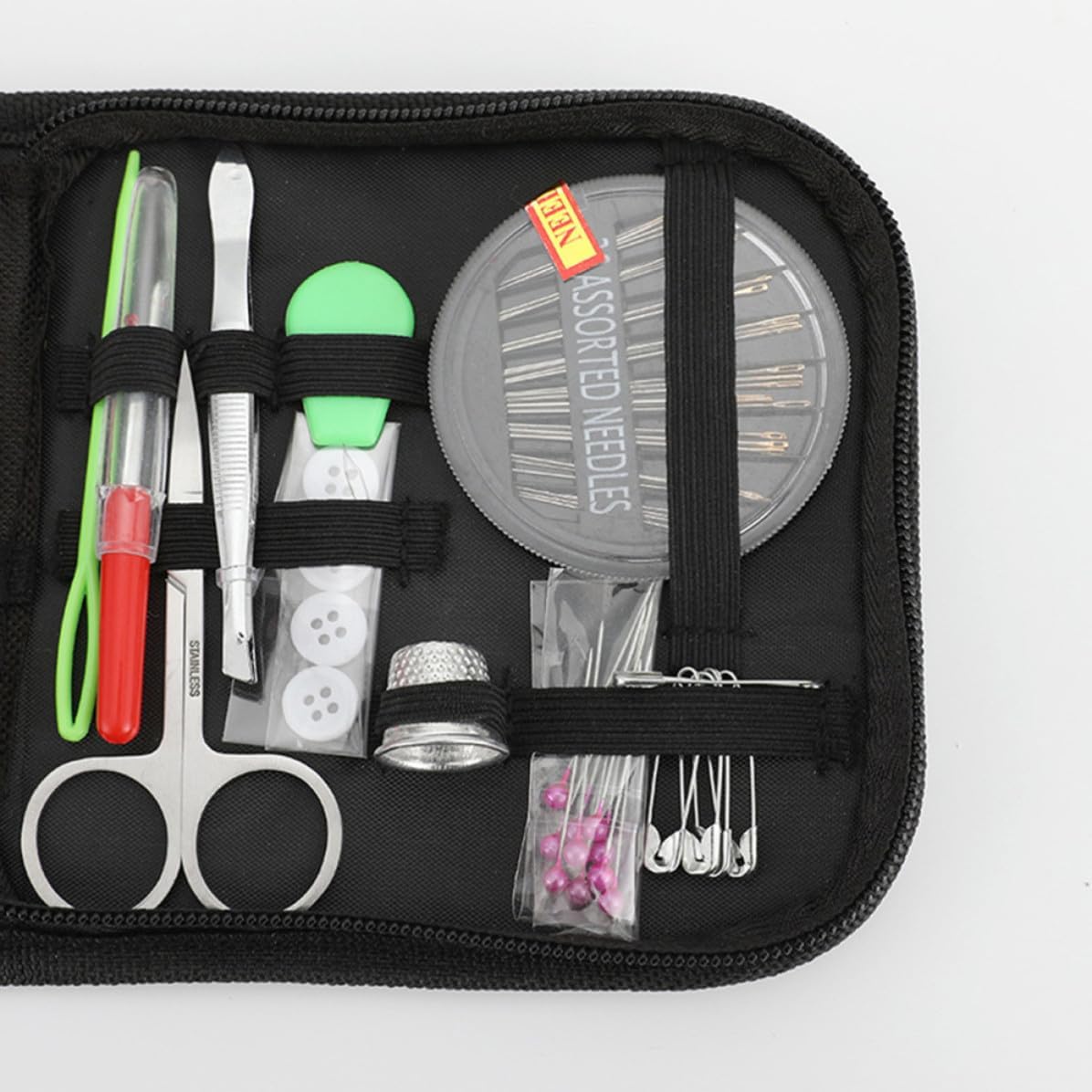 Portable Sewing Repair Kit for Home Sewers and Beginners, Black Fabric