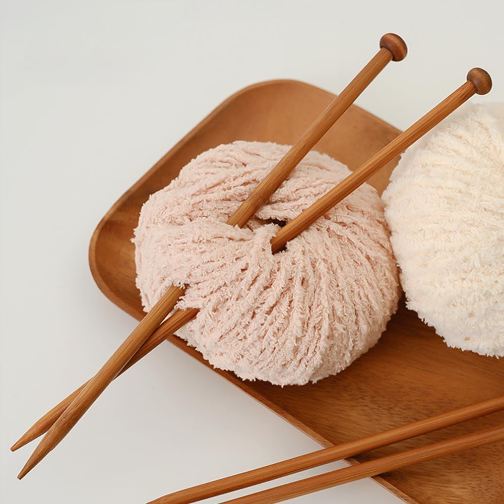 LannuMet 2 Pcs Bamboo Knitting Needles, 10mm Single Pointed Wooden