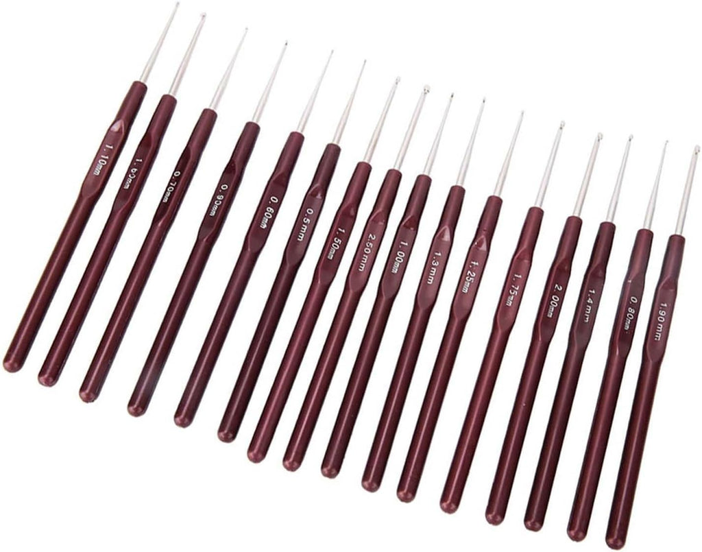 aqxreight Ultra Fine Lace Crochet Hook Set - 16PCS Stainless Steel