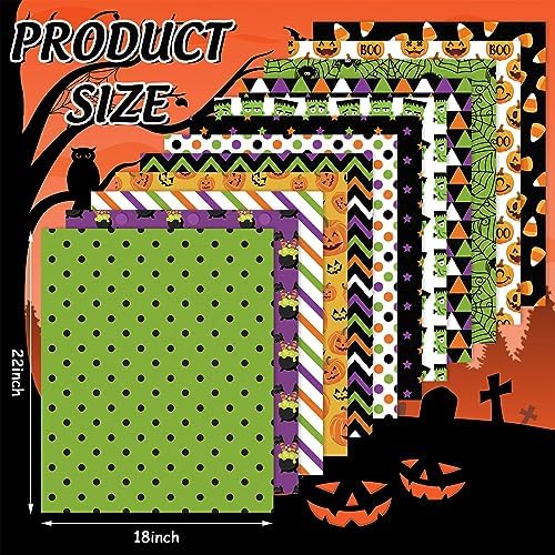 Whaline 12Pcs Halloween Cotton Fabric Bundles 18 x 22 Inch Spider Web