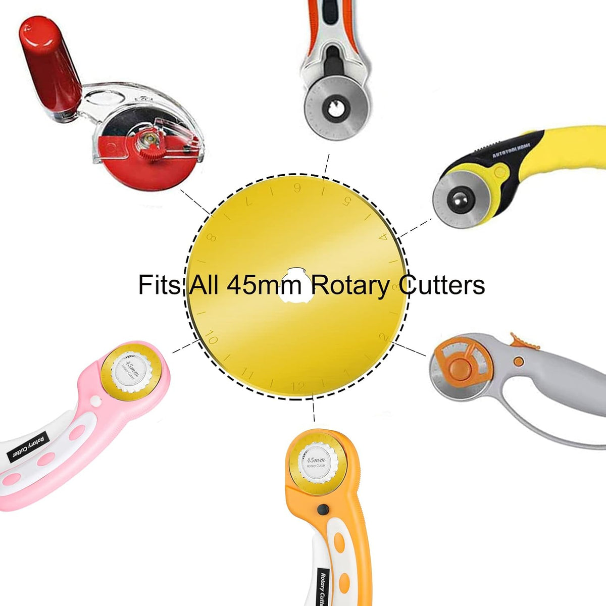 45mm Rotary Cutter Blades 10-Pack Replacement Blades Fits Fiskars