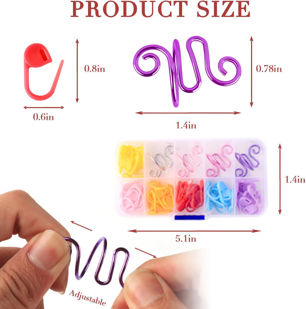 LBU 4Pcs Crochet Ring + 60Pcs Stitch Markers Adjustable Crochet