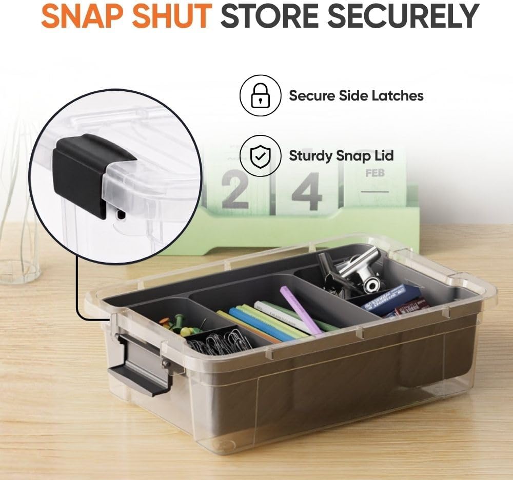 Superio Mini Storage Container Organizing Bin with Removable Tray