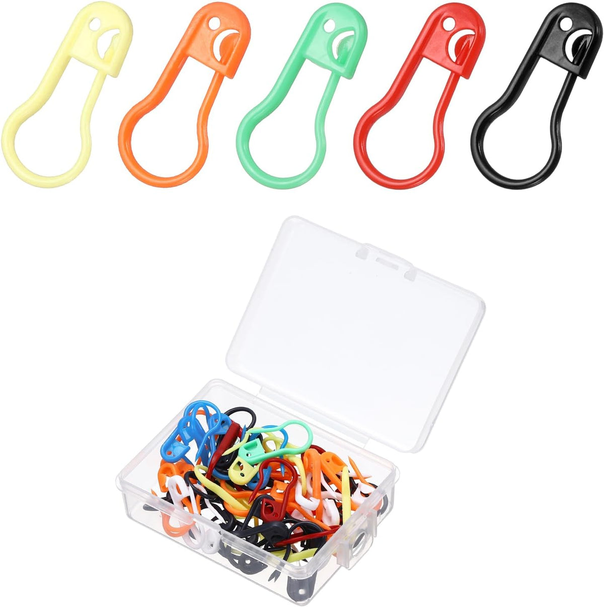 PATIKIL 50pcs Plastic Safety Pins 0.9" Knitting Markers Clip Mixed