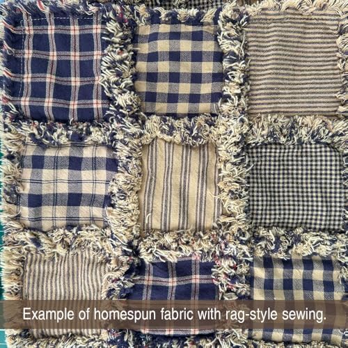 Set of 4 Fat Quarters, Heritage Navy Blue Assorted Plaid Gingham
