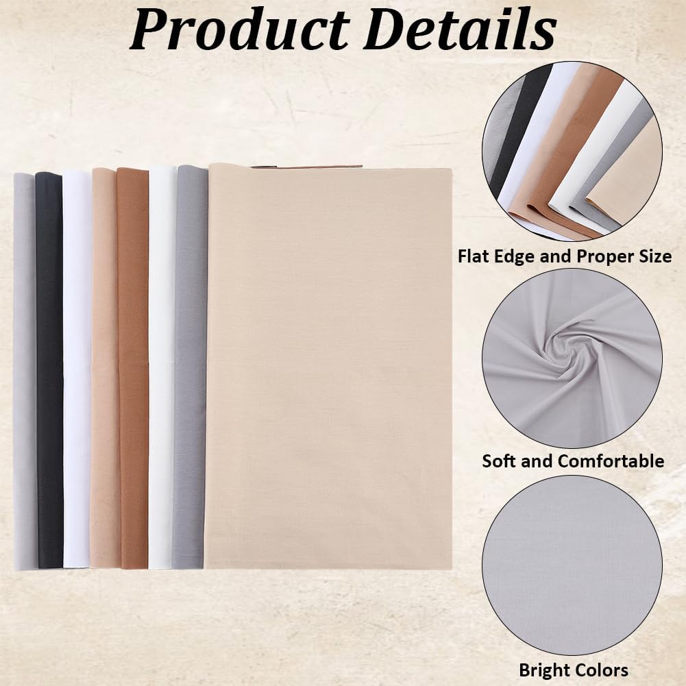 CRASPIRE 8Pcs 100% Cotton Quilting Fabric Bundles Solid Color Brown