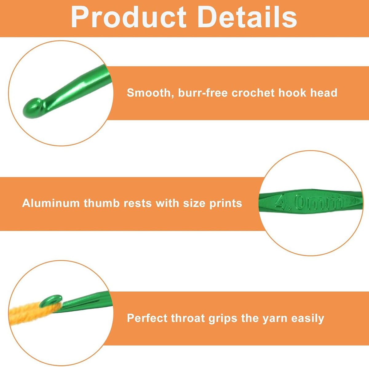 Moicstiy 20PCS 4mm Aluminum Crochet Hooks