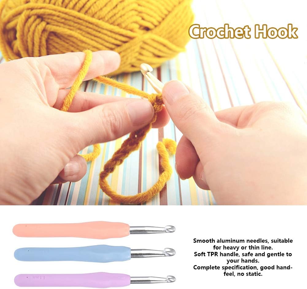 Tissting 3pcs Aluminum Crochet Hooks Set with Soft TPR Handle, Smooth