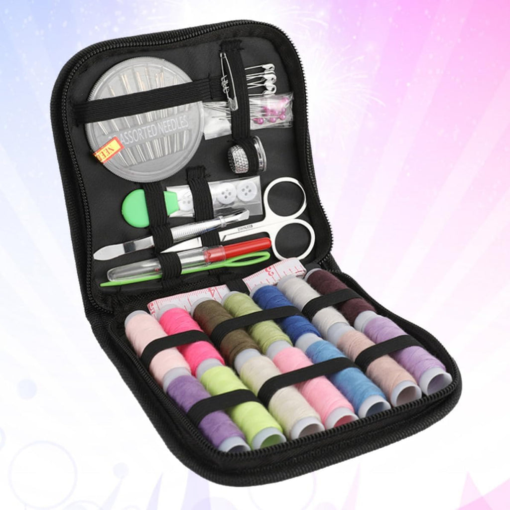 Portable Sewing Repair Kit for Home Sewers and Beginners, Black Fabric