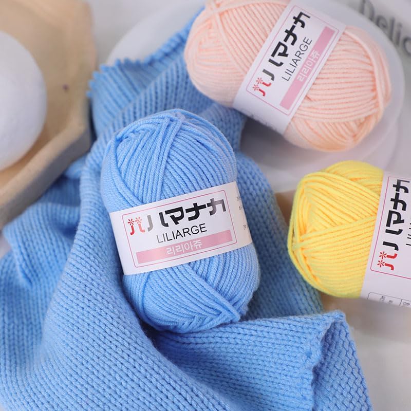 4PCS Cotton Milk Yarn, 4-Ply Worsted Weight Thread for Knitting &