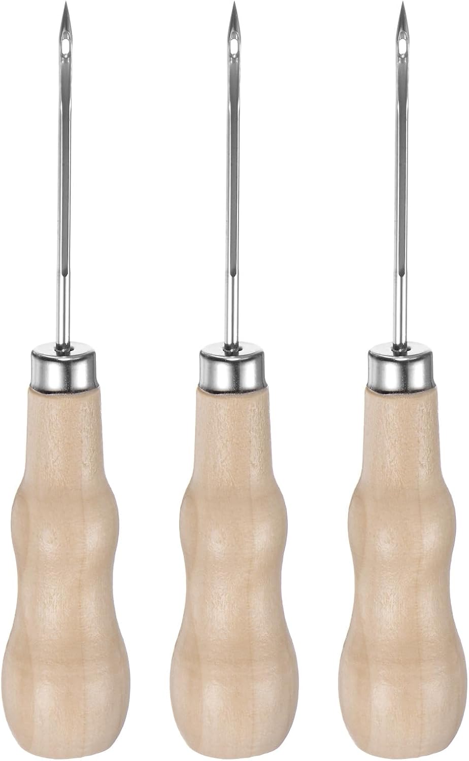 HARFINGTON 3pcs Handwork Sewing Awl Reed Wood Hollow Awl Leather Punch