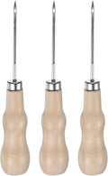 HARFINGTON 3pcs Handwork Sewing Awl Reed Wood Hollow Awl Leather Punch