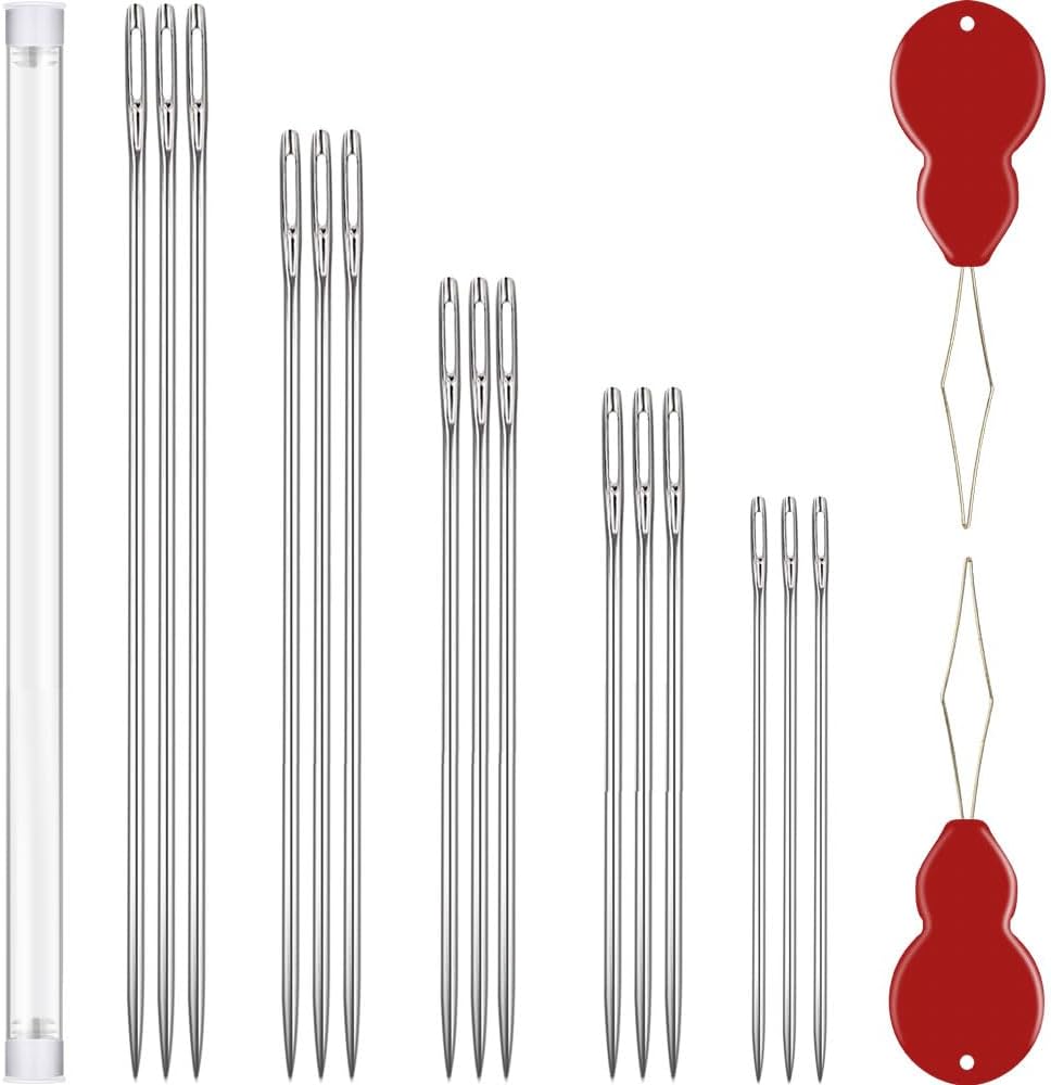 15Pcs 5 Sizes 4‐8 Inch Large‐Eye Extra Long Upholstery Hand Sewing