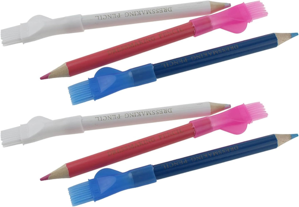6 Pieces Sewing Fabric Pencils with Brush Tailor Pencils Sewing